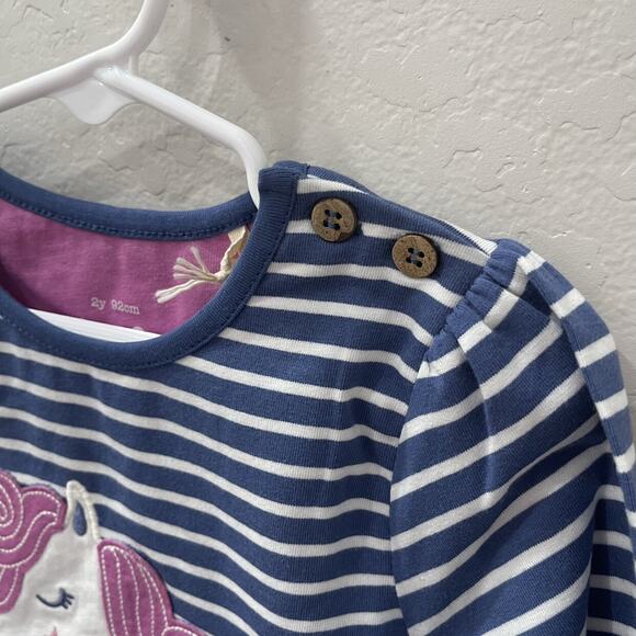 NWT Kite Unicorn Appliqué Blue Stripe Long Sleeve Shirt - Picture 2 of 7